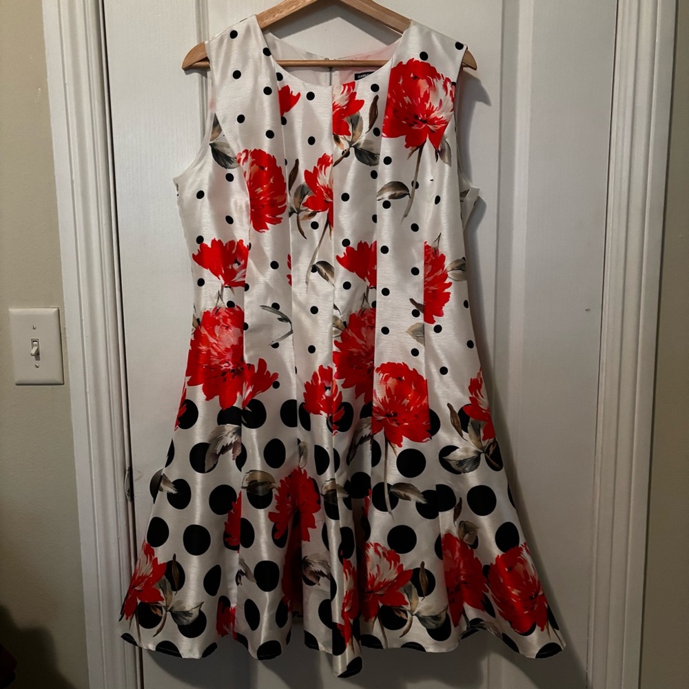 Samuel Dong Floral Polka Dot Fit & Flare Dress Size M Bold Statement Look